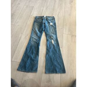 True Religion Y2K Distressed Grunge Stitch Joey Flare Jeans size 26